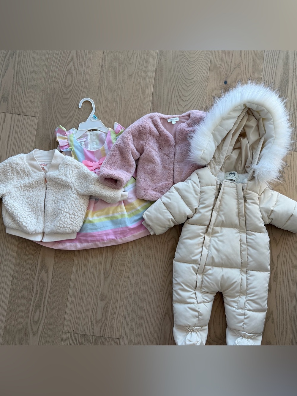 Cozy 6-9 Month Baby Girl Outdoor Bundle with Pastel Easter Dress